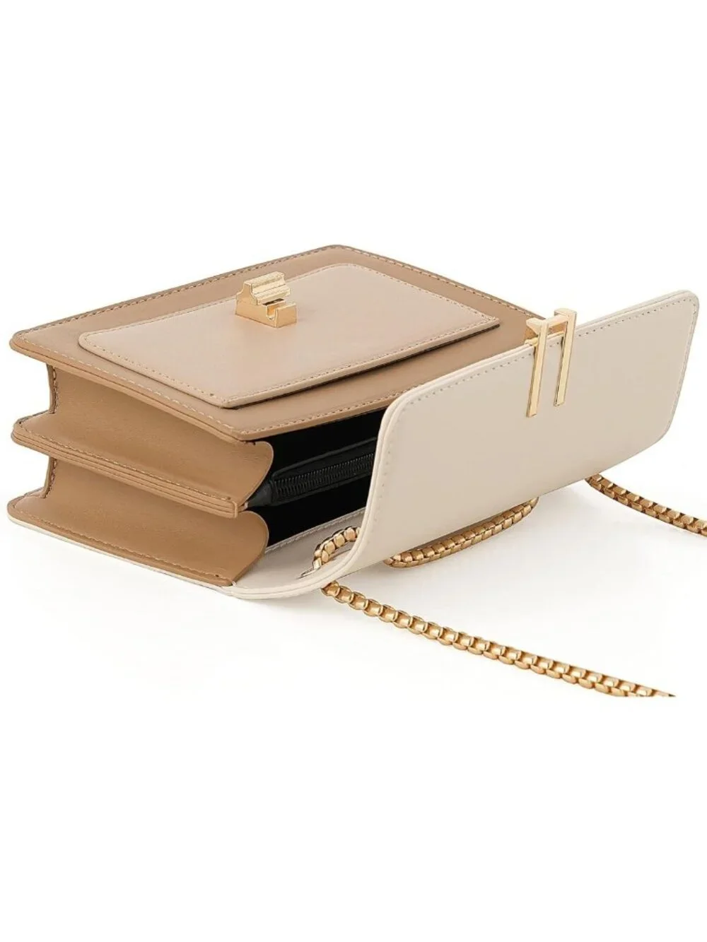 Chic Color-Block Leather Crossbody Bag for Women | Stylish Medium Shoulder Purse
